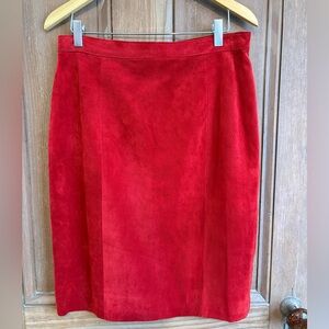 Suede Skirt, lined, Fire Engine Red